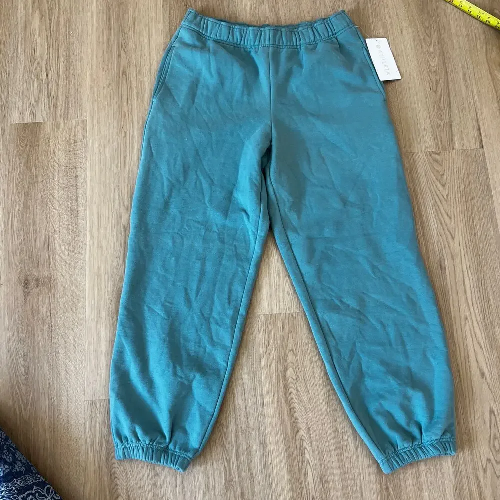 ATHLETA Women's Forever Fleece High Rise Jogger Size M In Juniper Green
